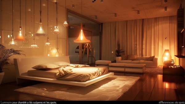 Luminaire pour chambre à coucher : les différences entre les suspensions et les spots